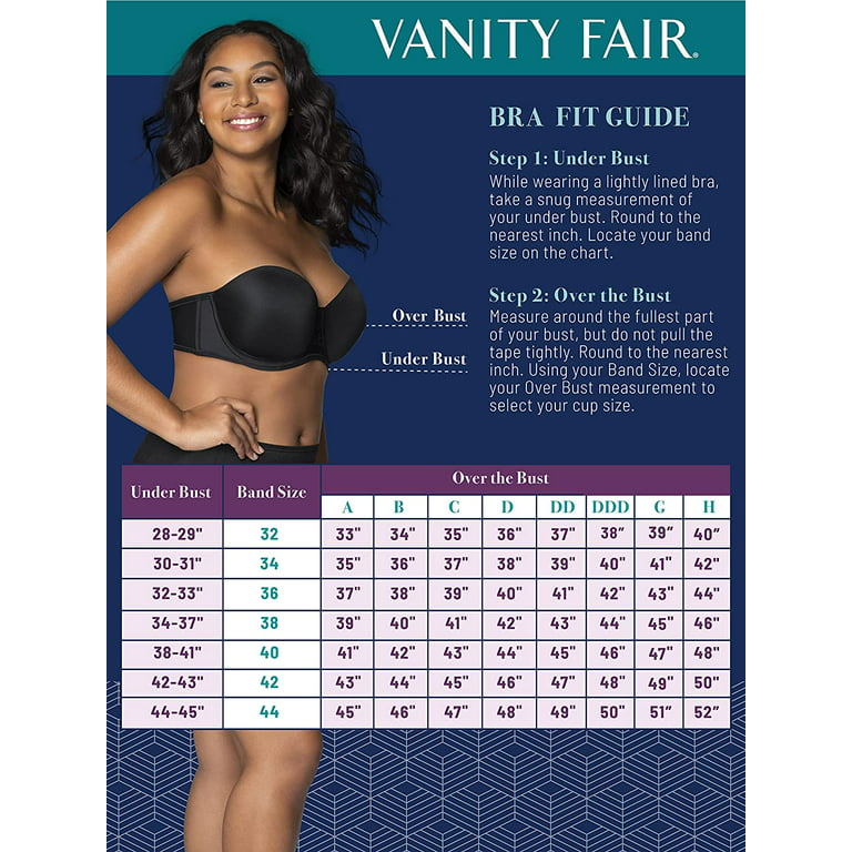Vanity Fair Womens Beauty Back Underwire Smoothing Strapless Bra 74380 -  ROSE BEIGE - 38D