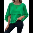 thumbnail image 1 of Sudadera Holgada de Verano con Mangas Abullonadas y Cuello Redondo de para Mujer, Informal y Elegante Verde XXL, 1 of 10