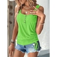 thumbnail image 5 of Womens U Neck Tank Tops Summer Sleeveless Loose Button Casual Henley Shirts Grass Green XL, 5 of 8