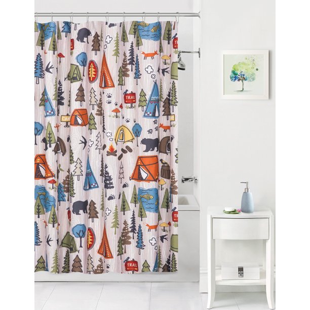 Mainstays Kids Camping Coordinating Fabric Shower Curtain Walmart Com Walmart Com