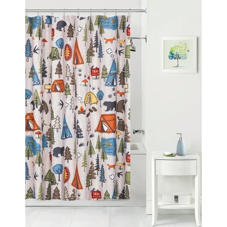 Mainstays Kids Camping Coordinating Fabric Shower Curtain