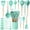Green, variant on VIVAYO Kitchen Utensils Set, 32 Pcs Non-Stick Silicone Cooking Utensil Spatula Set with Holder, Wooden Handle Heat Resistance Silicon Kitchen Set with Ladle Whisk, Tongs, Measuring Cups, Spoons, Pink