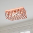 thumbnail image 2 of Elegant Designs 12 Inch Elipse Crystal 2 Light Square Ceiling Flush Mount&amp;#44; Rose Gold, 2 of 3