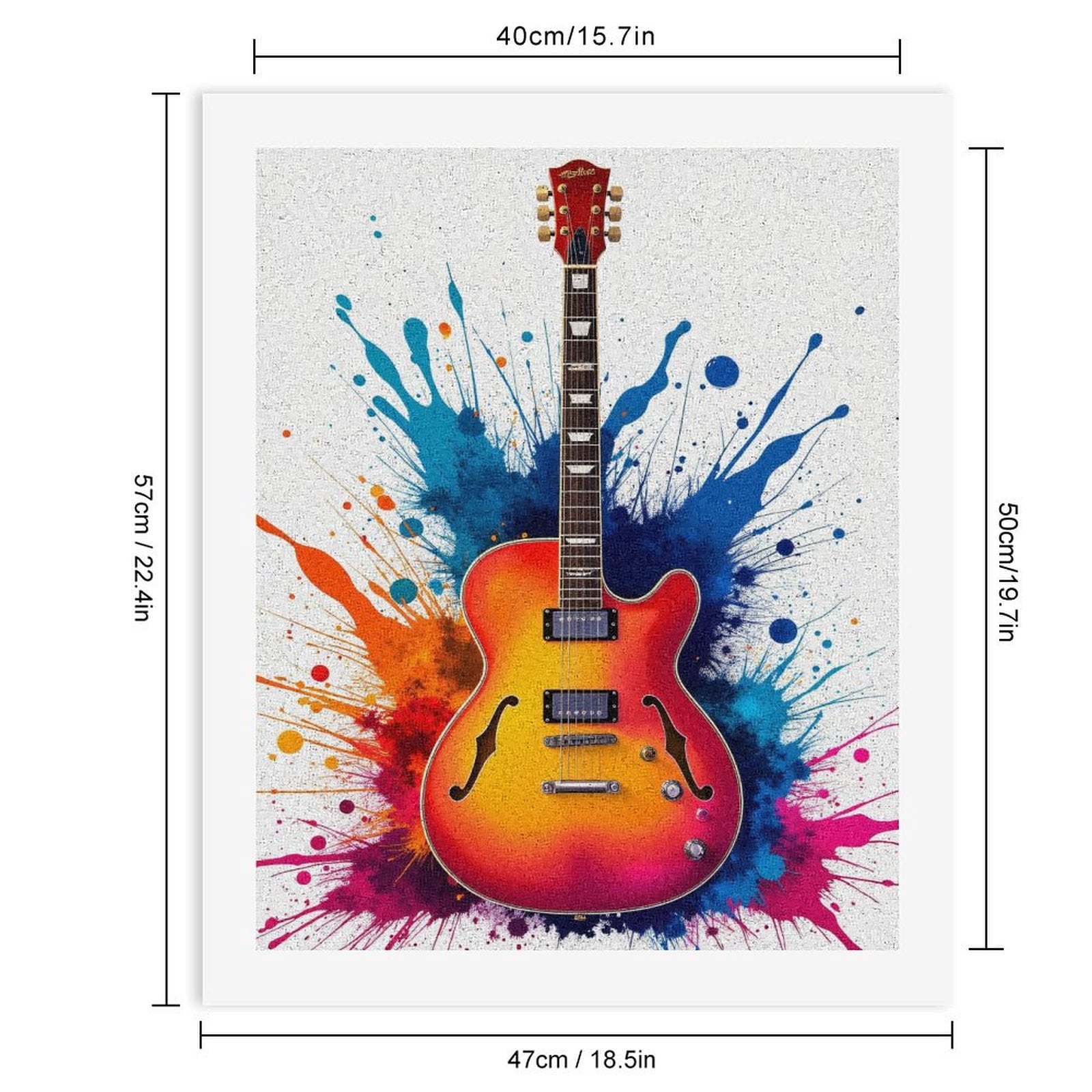 Paint By Numbers Kit for Adults Beginner - DIY Guitar Vibrant Color Splash Canvas Painting Kits for Adults, Frameless Paint By Number for Adults for Home Wall Decor 16x20 Inch