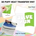 thumbnail image 2 of Uxcell 4 Hojas de Vinilo Puff 3D Transferencia de Calor 12x3.4 Pulgadas Verde Claro para Camisetas y Proyectos de Tela DIY, 2 of 7