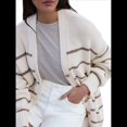 thumbnail image 1 of Suéter Cárdigan Extragrande para Mujer, 100% Algodón, Moda de Otoño 2025, Cuello en V, Tejido con Botones Delanteros, Tops Casuales de Moda Albaricoque L, 1 of 9
