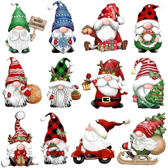 24 Pieces 3.15Inch Christmas Gnome Wooden Hanging Ornaments, Wood Hanging Decor for Christmas Tree Decoration Gnome Santa Doll Wooden Hanging Craft Gnome Elf Party Supplies