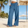 thumbnail image 5 of GZWYHT ，Baggy Lounge Pants For 29"/31" Flowy Travel Wide Leg Yoga Pants Summer Casual Wide Leg Pant Drawstring Elastic Waist Solid Color，Blue 2XL, 5 of 9