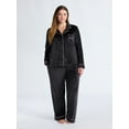 thumbnail image 2 of Joyspun Women’s Stretch Velour Notch Collar Long Sleeve Pajama Set, Sizes XS to 4X, 2 of 5