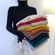 thumbnail image 1 of Suéter de cuello alto de otoño e invierno para mujer, jersey ajustado con interior grueso y ajustado, camisa de base de punto de manga larga, 1 of 4