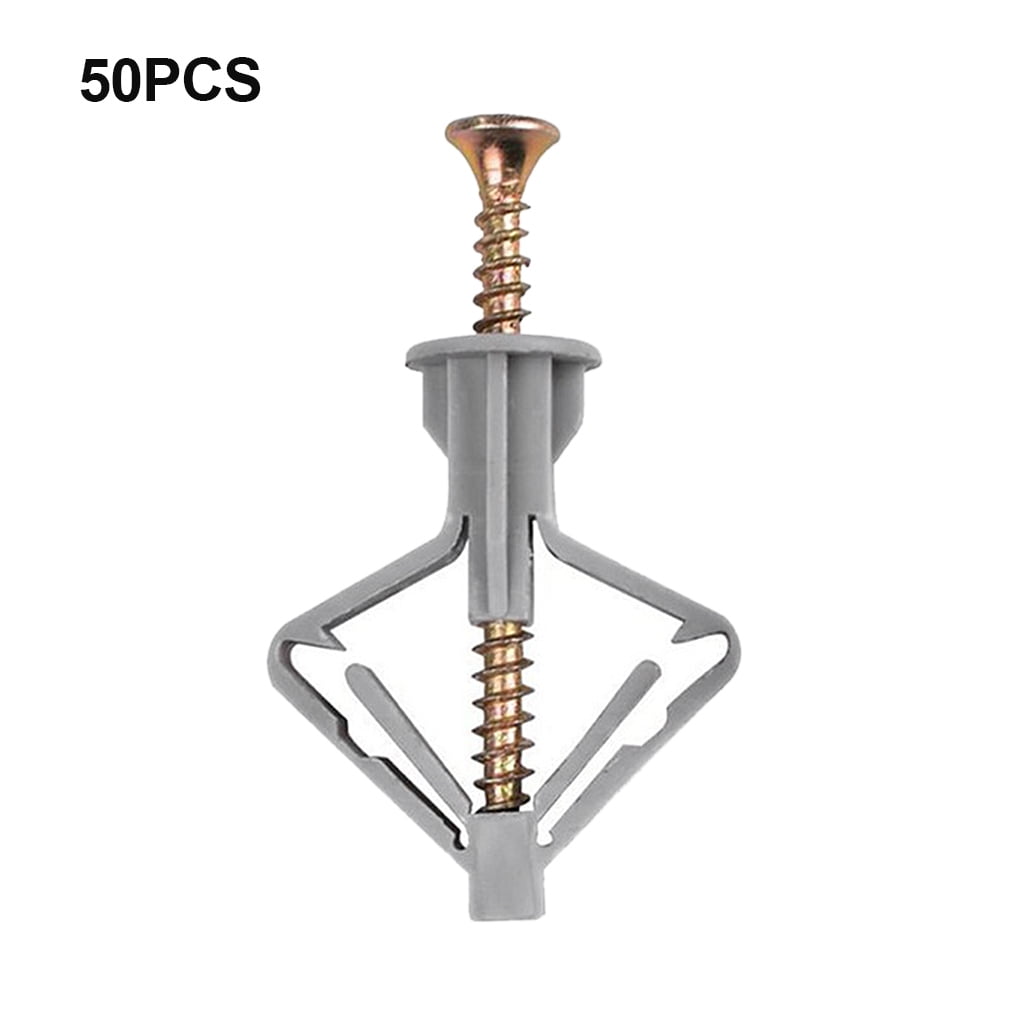 Anchors Drywall Wall Fixing with Screws for Drywall and Hollow-Door Toggle Anchor 50set Plastic Wall Fixings Expansion Tube Gray Wall Anchor Hooks Screws 