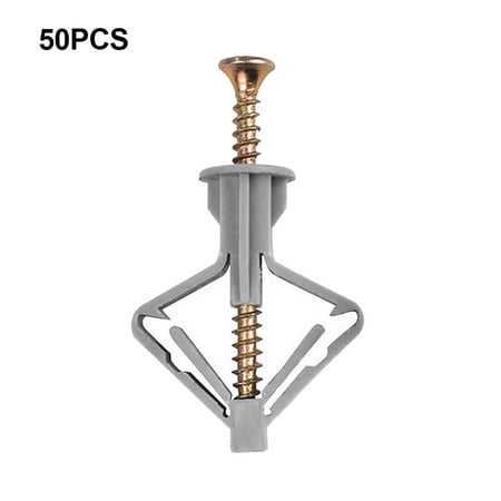 

1111Fourone Expansion Anchors Plastic Drilling Expansion Tubes Drywall Screw Bolts Pipes Type 2 50pcs with Pins