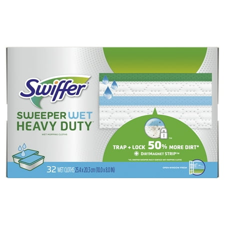 Swiffer Sweeper Heavy Duty Wet Mopping Cloths Multi Surface Refills, Lavender Scent, 32