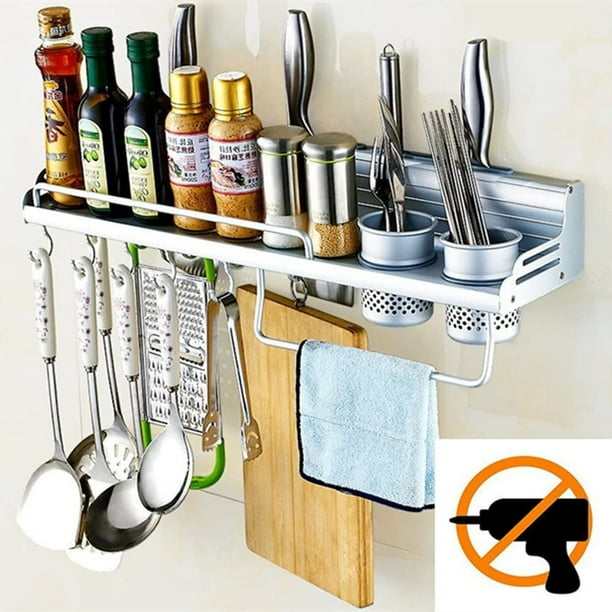 Wall Mounted Spice Rack Organizer Hanging Kitchen Utensil Holder