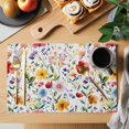 thumbnail image 2 of Spring Floral Placemats Set of 2, Gradient Red Pink Yellow Flowers Romantic Farmhouse Non-Slip Place Mats Washable Table Mats for Kitchen Dining Table Decorations Indoor/Outdoor, 2 of 9