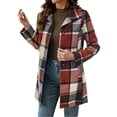 thumbnail image 6 of Perfectbot Women's Checkered Plaid Jacket Single Breasted Lapel Long Sleeve Mid-Length Coat, 6 of 8