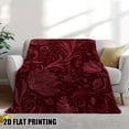 thumbnail image 4 of Deep Red Vine Floral Throw Blanket - Elegant Burgundy Lightweight All-Season Polyester Flannel for Couch Bed Travel Camping, Machine Washable Indoor Outdoor Decor, 4 of 10