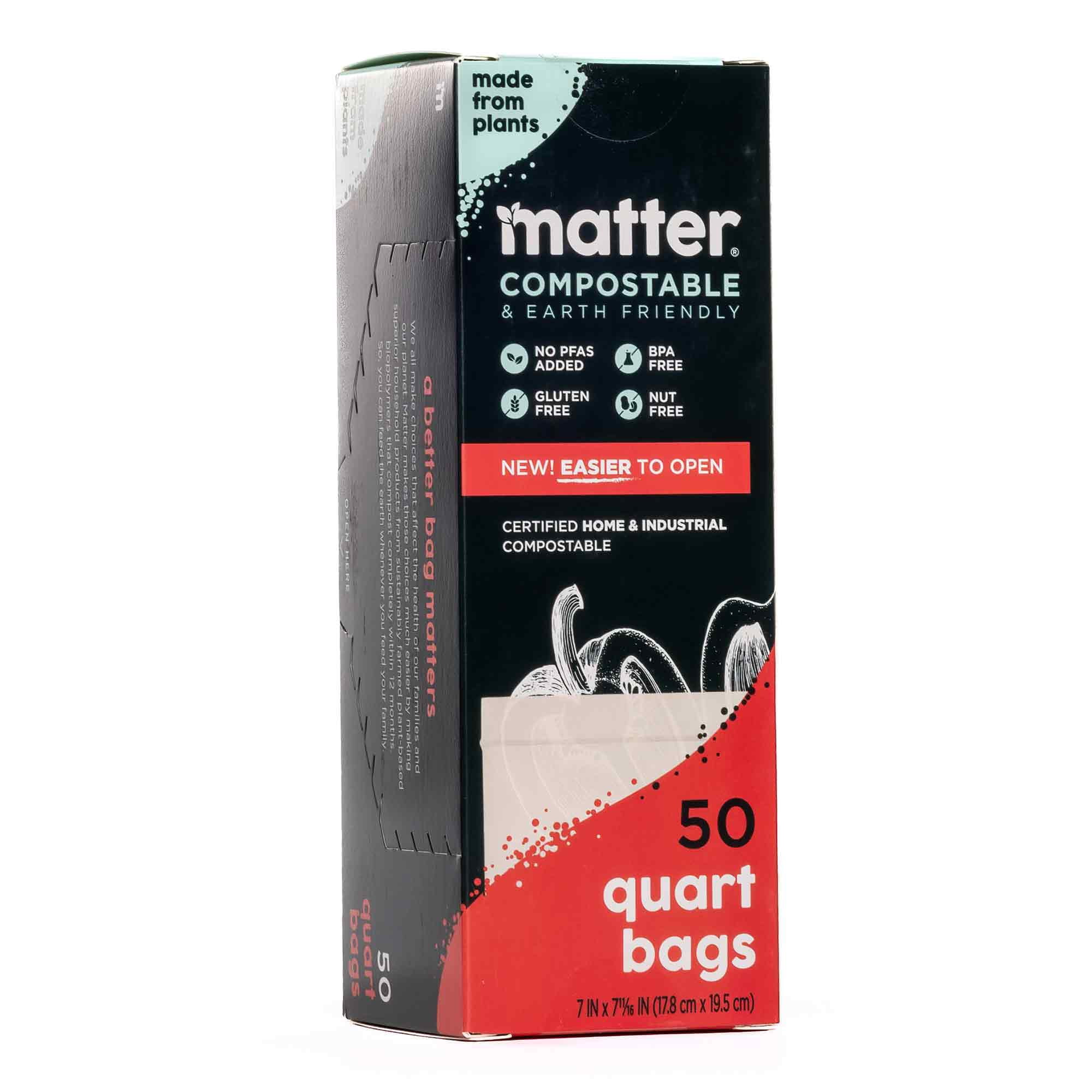Matter Compostable Quart Food Storage Bags, 50 Count