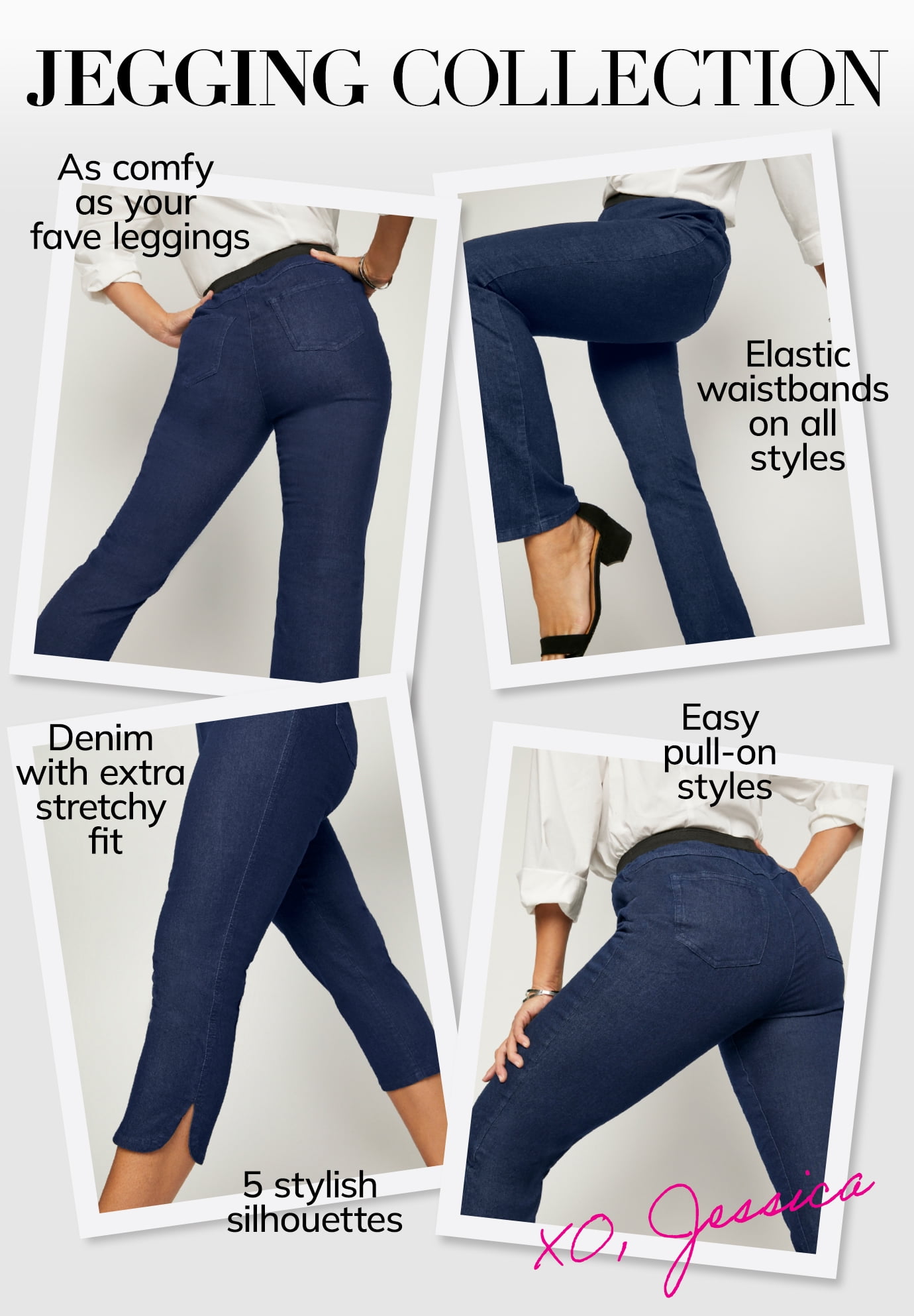 Jessica London Women's Plus Size Tall Stretch Denim Straight-Leg Jegging  Jeans Legging