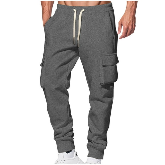 Admvng Sweatpants for Men Casual Solid Pocket Thick Elastic Waistband Workwear Pants,Size S-3XL