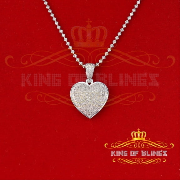 King of Bling's Real 0.33ct Diamond Sterling Silver HEART Charm Fashion Necklace Pendant White