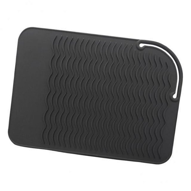 3 alfombrillas de silicona resistentes al calor para plancha de pelo, color negro 4 piezas