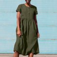 thumbnail image 3 of STETMN Women Summer Formal Dresses 2025 Loose Cotton and Linen Round Neck Half Sleeve Midi Dress, 3 of 6
