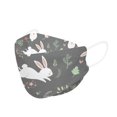 thumbnail image 5 of 80 máscaras de Pascua para niños y adultos con estampado de conejo KF94 máscaras desechables transpirables en forma de hoja de sauce, 5 of 5