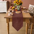 thumbnail image 5 of Table Runners 36 Inches Long, Dark Brown Cotton Linen Kitchen Dining Coffee Table Runner for Party Home Decor, Vintage Country Monochrome Chocolate Color Tabletop Dresser Scarves Runner 13x36 Inch, 5 of 9
