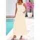 thumbnail image 3 of Vestido Maxi PRETTYGARDEN para Mujer 2025 Cuadros Cuello Cuadrado Beige, 3 of 8