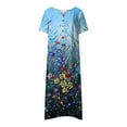 thumbnail image 2 of Aloohaidyvio Dresses Plus Size,Womens Summer Casual V-Neck Buttons Short Sleeve with Pocket Printed Swing Dresses, 2 of 3