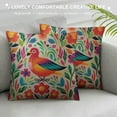 thumbnail image 3 of ONETECH  Throw Pillow Cover Birds Colorful Mexico Traditional Texture Vibrant Floral Pattern Leaves Rectangular Throw Pillow Covers for Couch Sofa Home Decor, 3 of 5