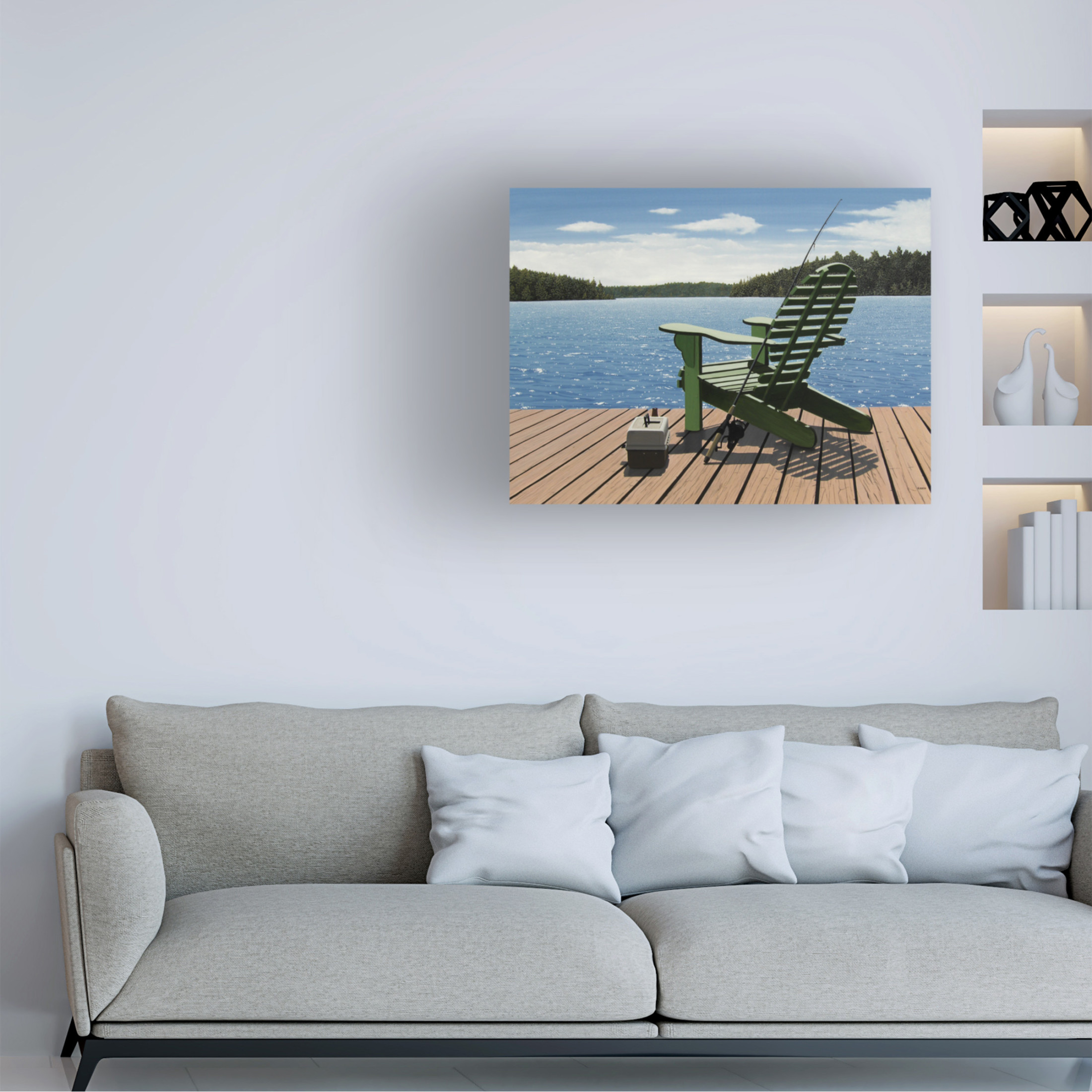 Canvas Wall Art - Kenneth M Kirsch 'FishingChair' Wall Art for Living Room, Bedroom, or Office Décor by Trademark Fine Art - 19 x 14 Inches