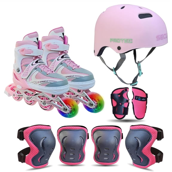 Jaspo Sparkle Adjustable Inline Skates With Front Light Up Wheels Beginner Skates Fun Illuminating Roller Skates For All Boys & Girls | For All Ages And Skill Levels