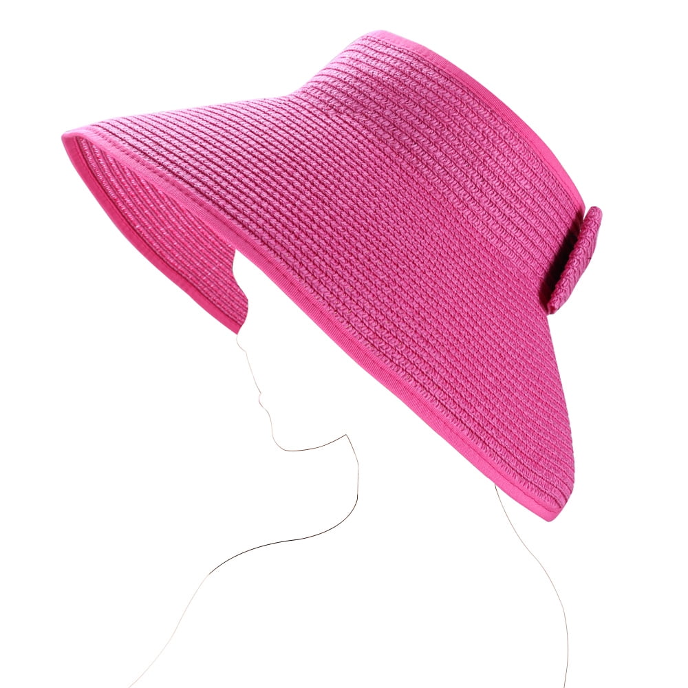 Fashion Women's and Girl's roll-up Summer Bow Tie Straw Visor Sun Hat