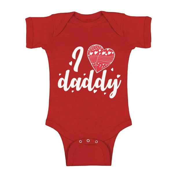 Awkward Styles Cute Red Heart One Piece Best Dad Ever Newborn Babies Clothes Love Bodysuit I