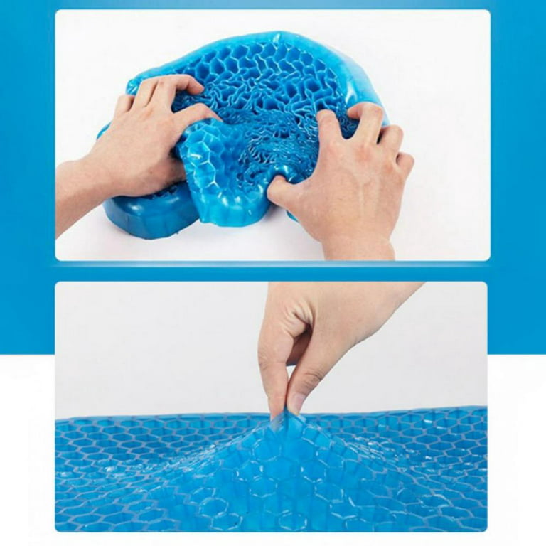 Gel Seat Cushion for Long Sitting - Double Thick Gel Chair Cushion for Pressure Relief Back Pain&Hip Pain, Size: 29 * 25 * 2cm, Blue