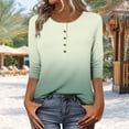 thumbnail image 2 of 3/4 Sleeve Tops Sevevn Women's Casual Loose Gradient Printed Button 3/4 Sleeve T-Shirt, 2 of 7