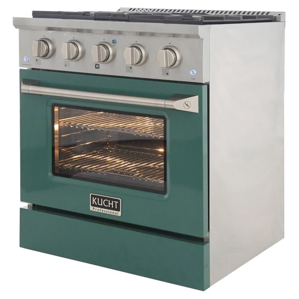 Kucht Professional 30" Modern Stainless Steel Propane Gas Range in Green/Silver
