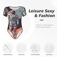 thumbnail image 4 of Honeii Astronaute avec Imprimé Drapeau Américain Justaucorps à Manches Courtes Col Rond Mode T-shirt Tops-TTG, 4 of 7