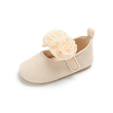 

Ritualay Newborn Flats Soft Sole Crib Shoes Prewalker Mary Jane Casual Flower Ankle Strap Princess Dress Shoe Wedding Party First Walkers Beige 12-18 months