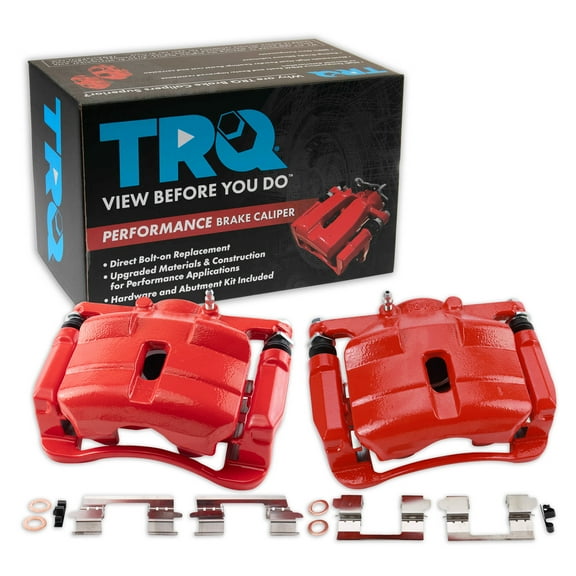 TRQ Front Performance Brake Caliper Set Red Compatible with 2008-2013 Nissan Rogue 2014-2015 Rogue Select