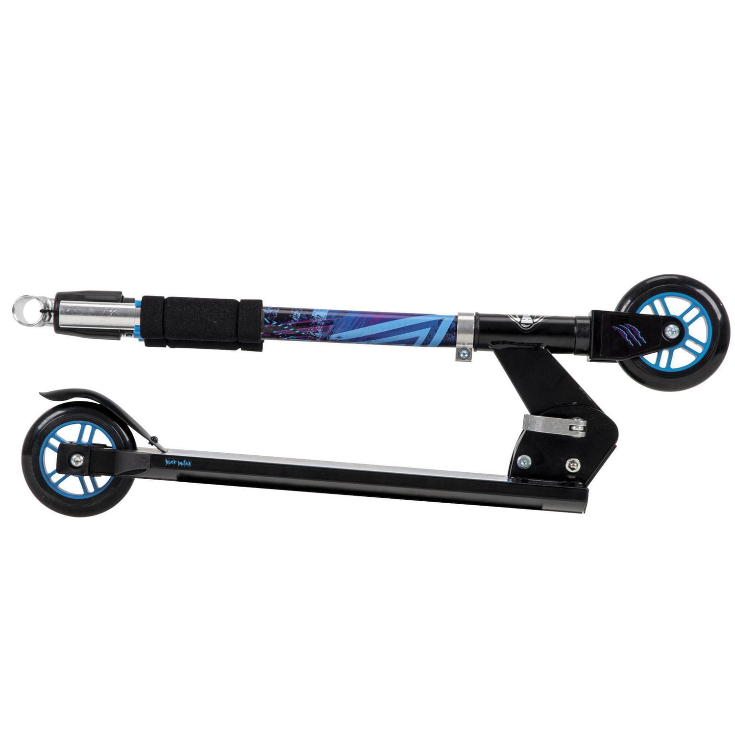 La trottinette Marvel Black Panther à 2 roues alignées en Aluminium pour Garçons, par Huffy, noir