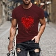 thumbnail image 2 of Men's Valentine's Day T-Shirt Heart Printing Short Sleeve Fitness T-shirt,Valentine's Day Gift for Him Wine, 2 of 4