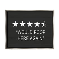 Stupell Industries Five Star Funny Word Bathroom Black And White Design Luster Gray Framed Floating Canvas Wall Art, 16x20, by Lettered and Lined