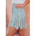 thumbnail image 3 of Women's Blue Ruffled Floral Mini Skirt, 3 of 5