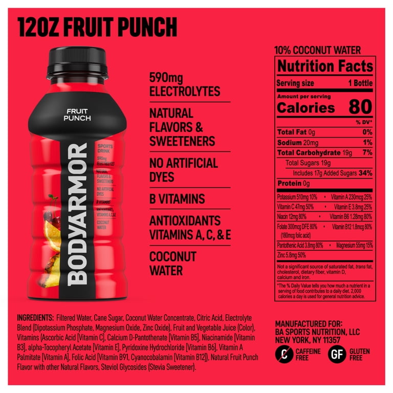 BODYARMOR Fruit Punch Sports Drink, 12 fl oz Bottles, 8 Pack photo 8