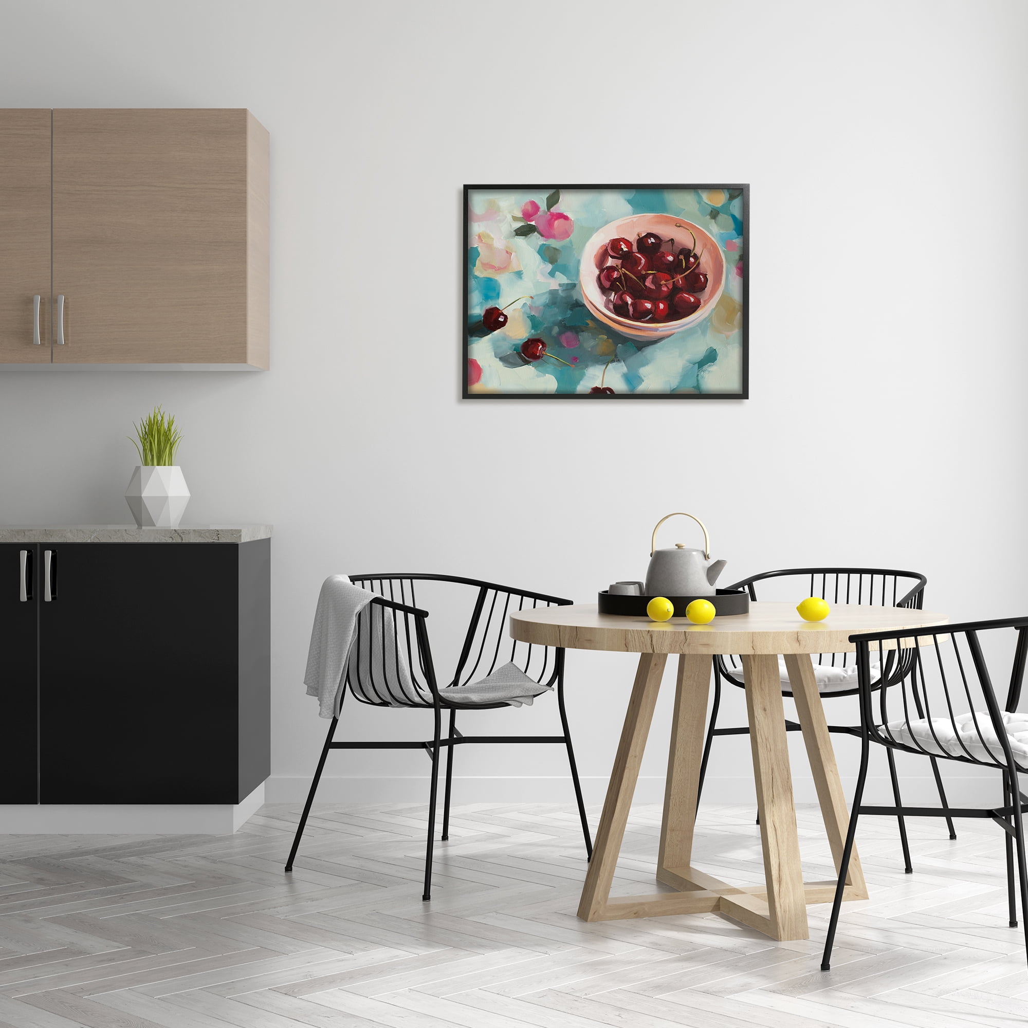 Stupell Industries Cherries Still Life Painting Food & Beverage Painting Black Framed Art Print Wall Art, 30 x 24