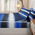 thumbnail image 5 of Homewish Blue Horizontal Lines Zipper Queen Comforter Set with Fitted Sheet and 2 Pillowcases,Geometric Abstract Zipper Bedding Set,Navy Blue Reversible,4pcs, 5 of 8