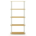 thumbnail image 3 of Furinno Rata 5-Tier Industrial Multipurpose Flat Base Shelf Display Rack with Metal Frame, Wide, Marble White, 3 of 5